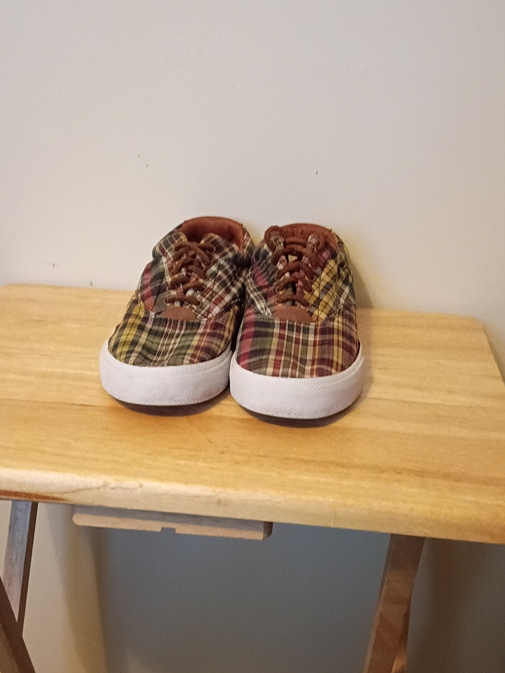 Polo Plaid Canvas Low-Top Sneakers - Brown/Red/Yellow